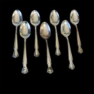 7 Rogers & Bros Reinforced Plate DAYBREAK ELEGANT LADY Teaspoons 6 1/8"